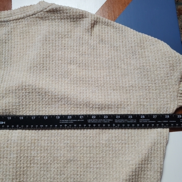 Out From Under Waffle‎ Knit Oversized Top Womens Medium Button up Tie Front Boho - Picture 10 of 12